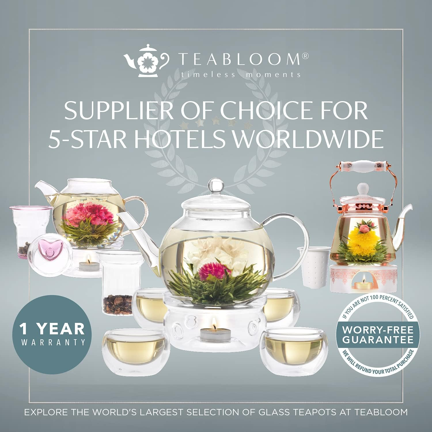 Teabloom Premium Heatproof Glass Teapot & Cup Set - Image 5