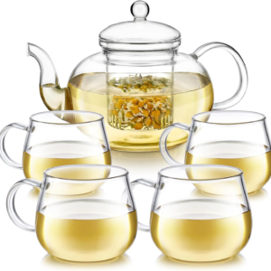 Teabloom Premium Heatproof Glass Teapot & Cup Set