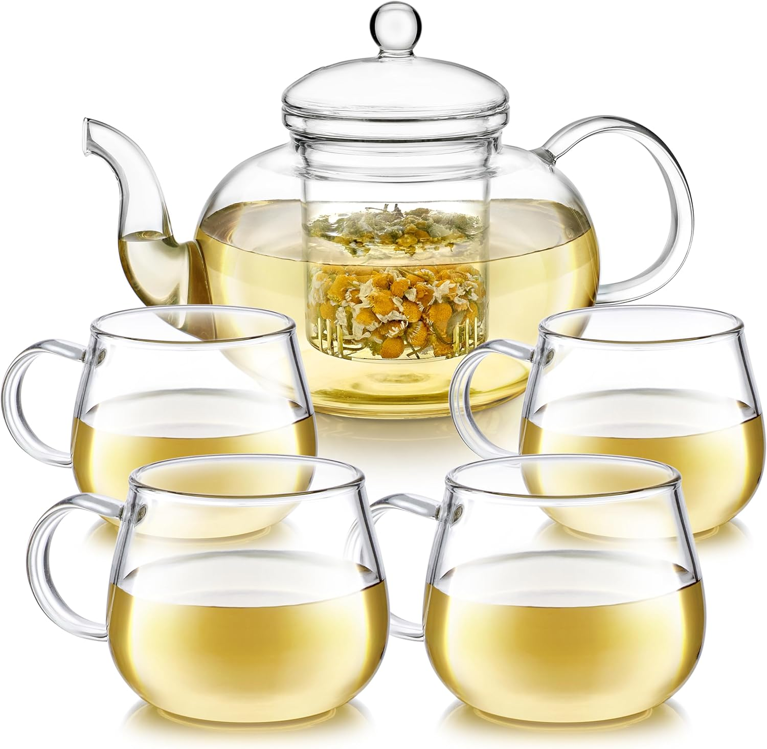Teabloom Premium Heatproof Glass Teapot & Cup Set